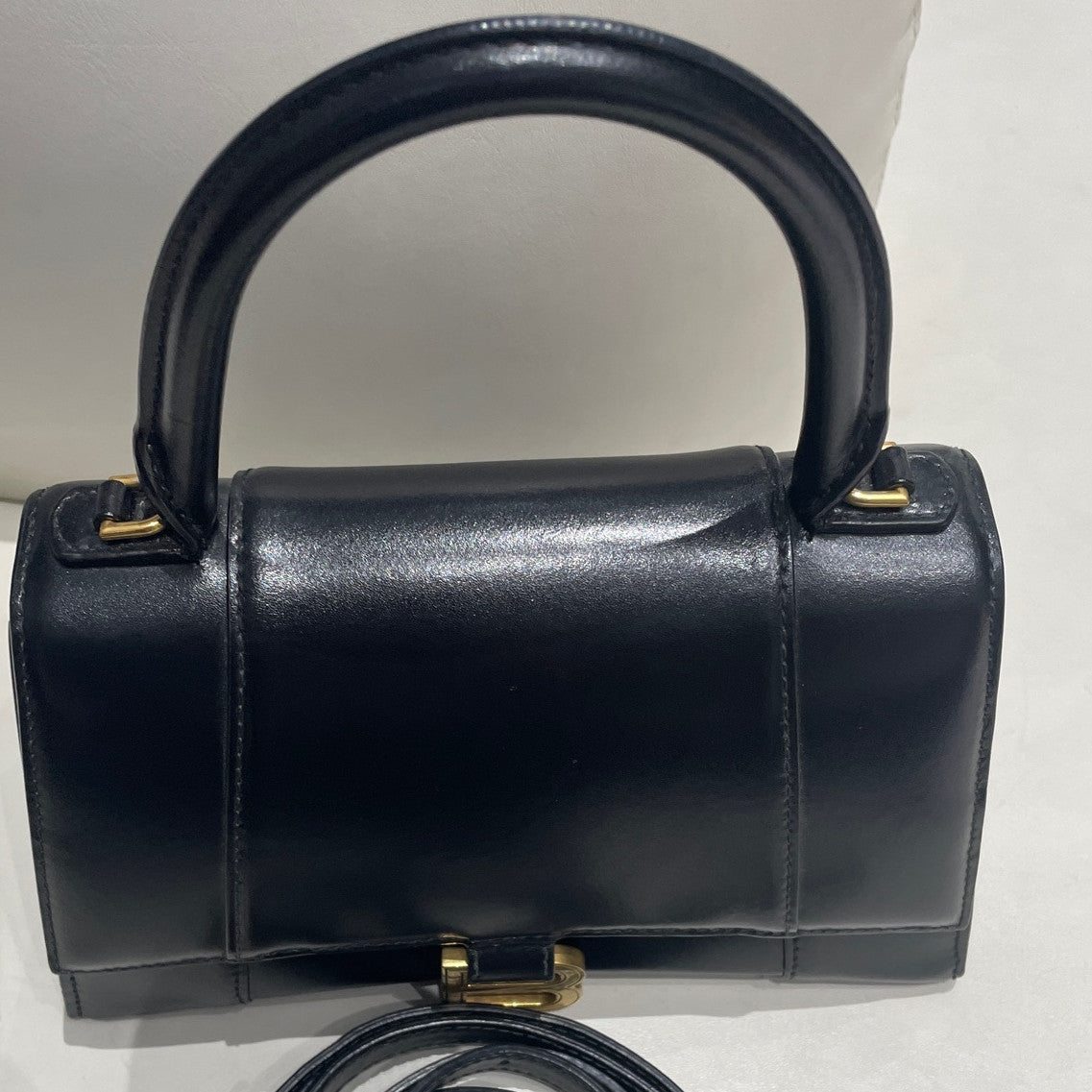 Balenciaga Small 2Way Handbag Crossbody Black Gold Classic Fashion Women