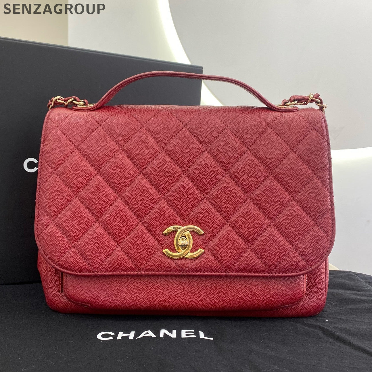 Bolso de hombro Chanel Affinity rojo dorado cadena mensajero clásico para mujer-