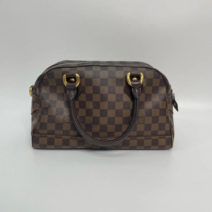 Louis Vuitton Brown Damier Canvas Leather Boston Handbag Shoulder Bag For Women