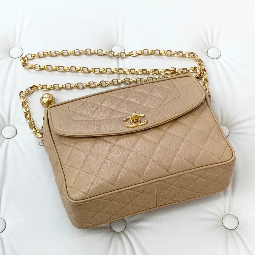 Chanel Calfskin Diamond Gold Chain Shoulder Bag Crossbody Bag Women S