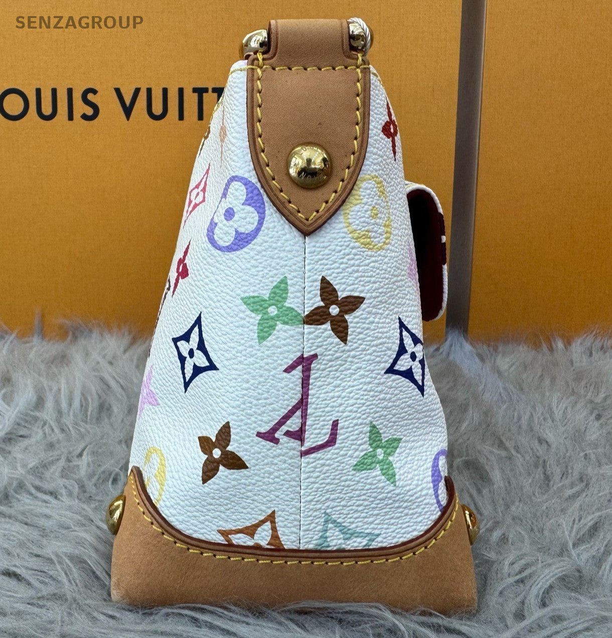 Louis Vuitton Monogram Vintage Shoulder Bag White Multicolor Women Classic