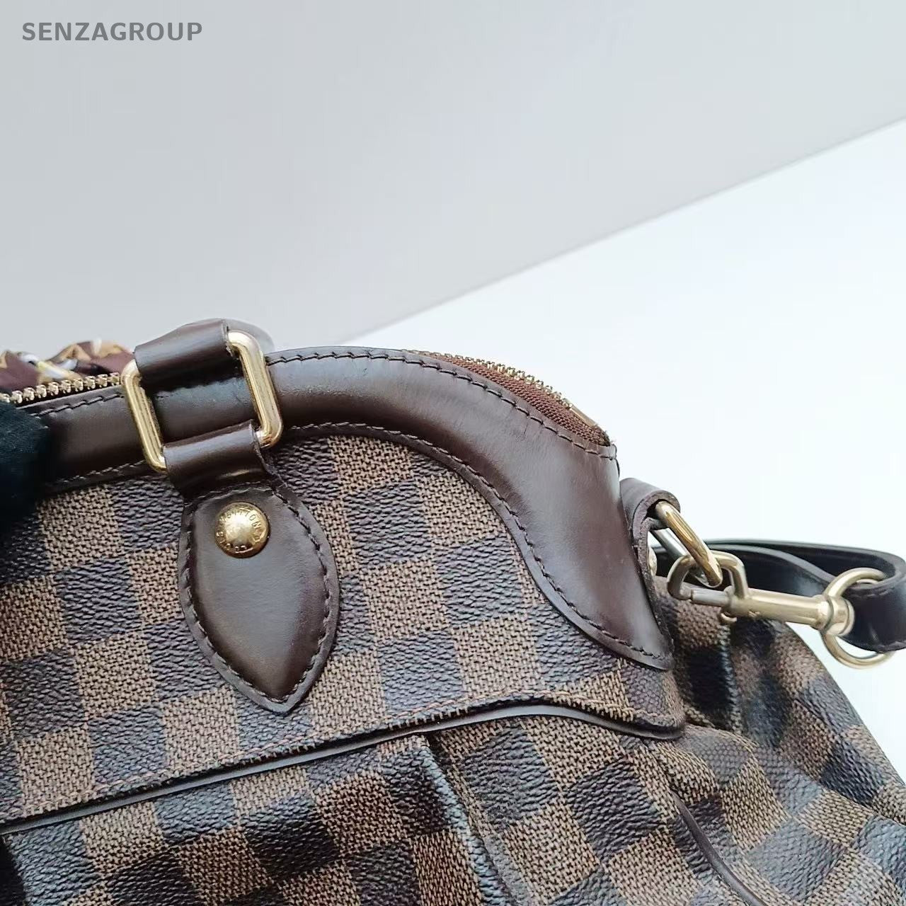 Louis Vuitton Trevi Damier Ebene Top Handle Shoulder Tote Brown Women Classic