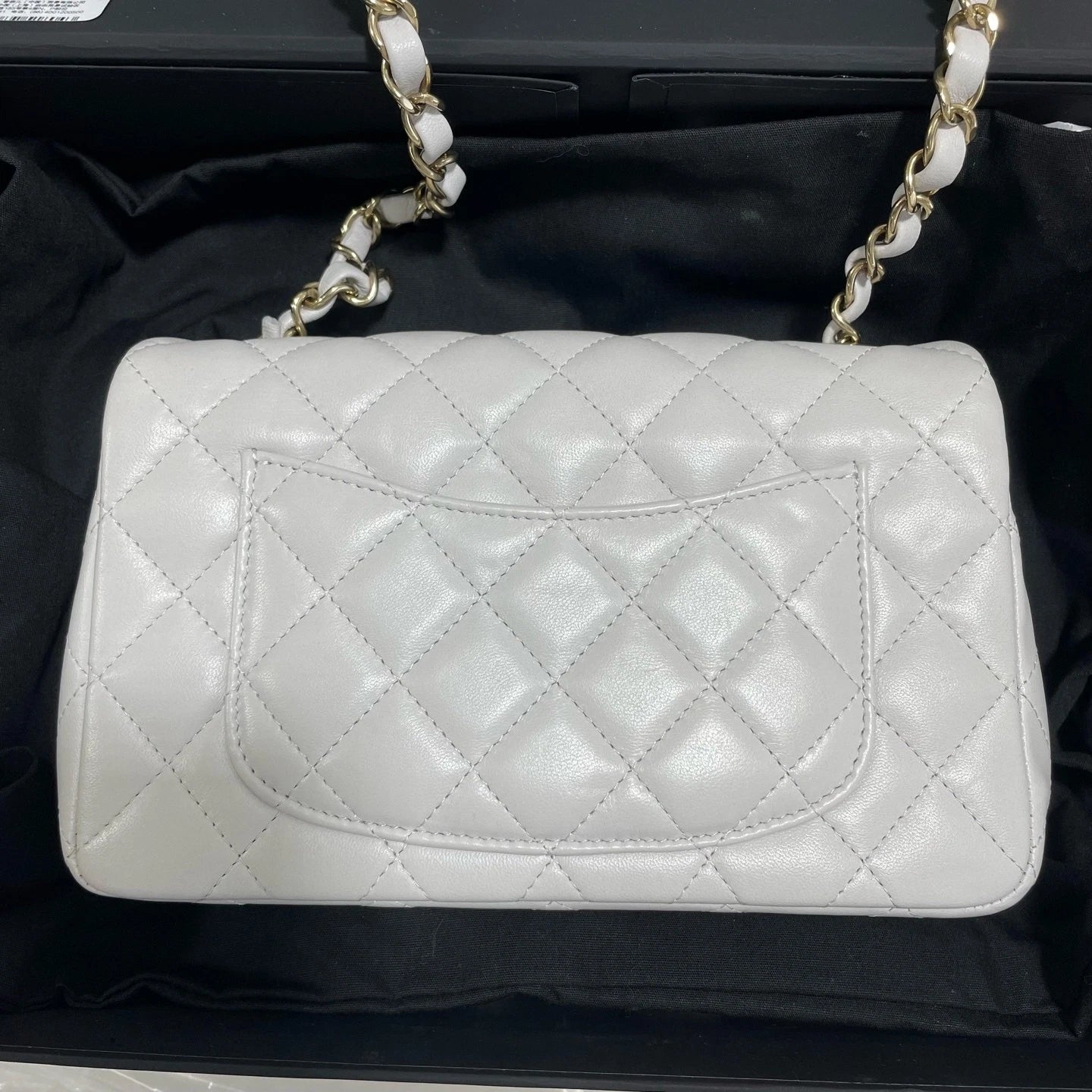 New CHANEL Classic Flap Big Mini Gray Lamskin Shoulder Bag For Women