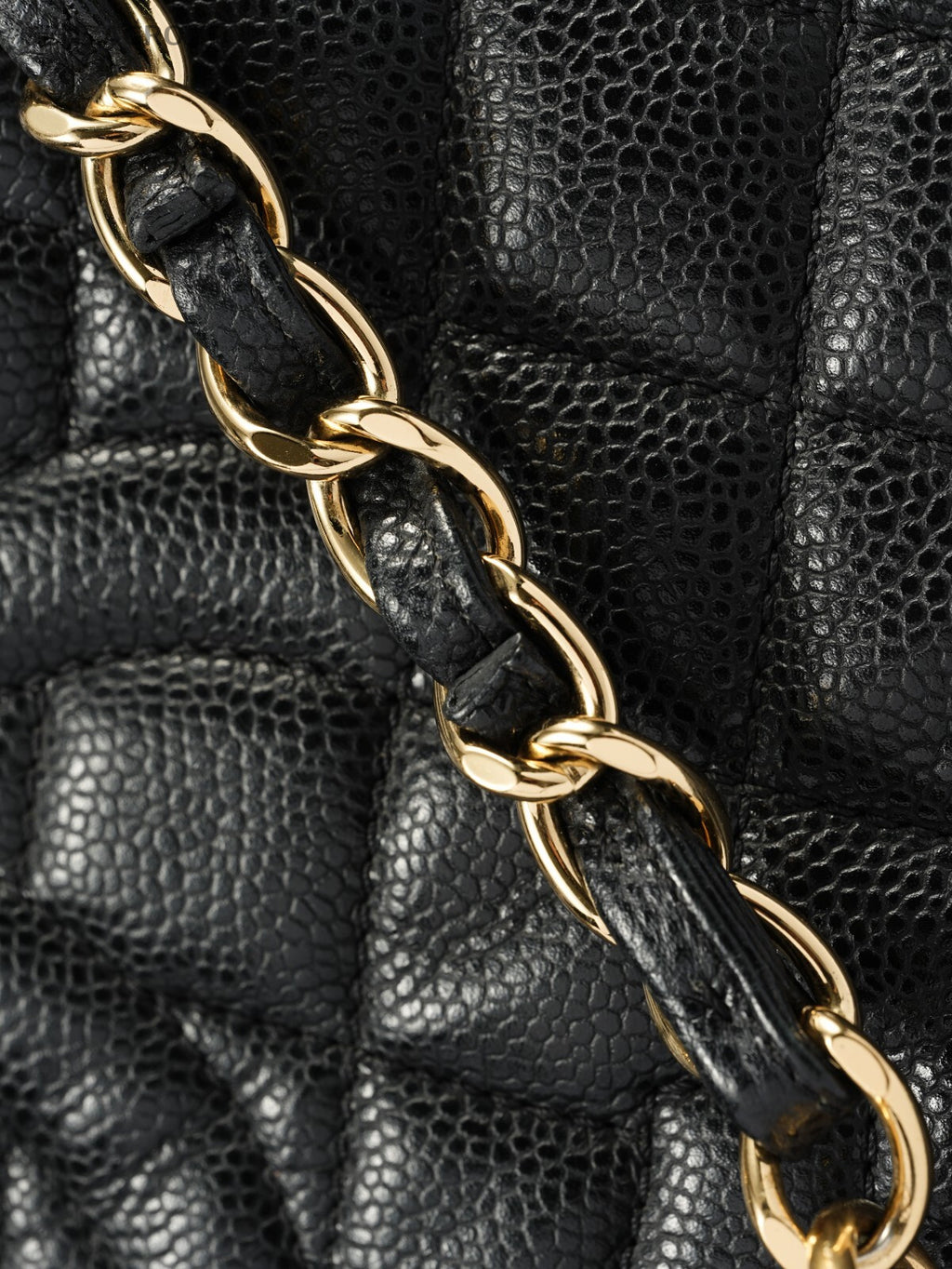 CHANEL Classic Matelasse GST Chain Tote Shoulder Bag Black Gold