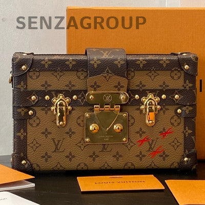 Louis Vuitton Petite Malle Monogram Crossbody Bag Gold Hardware