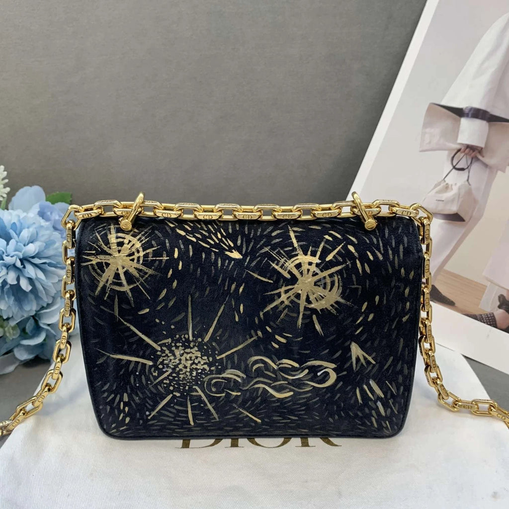 Authentic Dior Vintage EST Leather Shoulder Crossbody Bag For Women