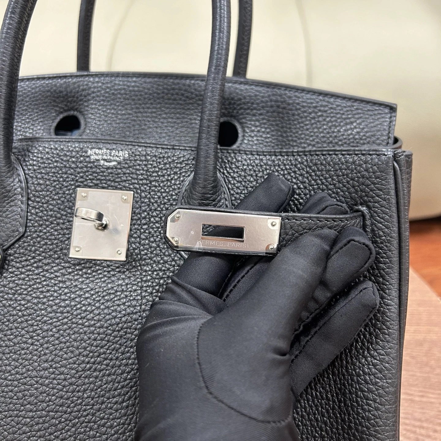 Authentic Hermes Birkin 30 Tote Togo Top Handle Bag Black Silver Hardware