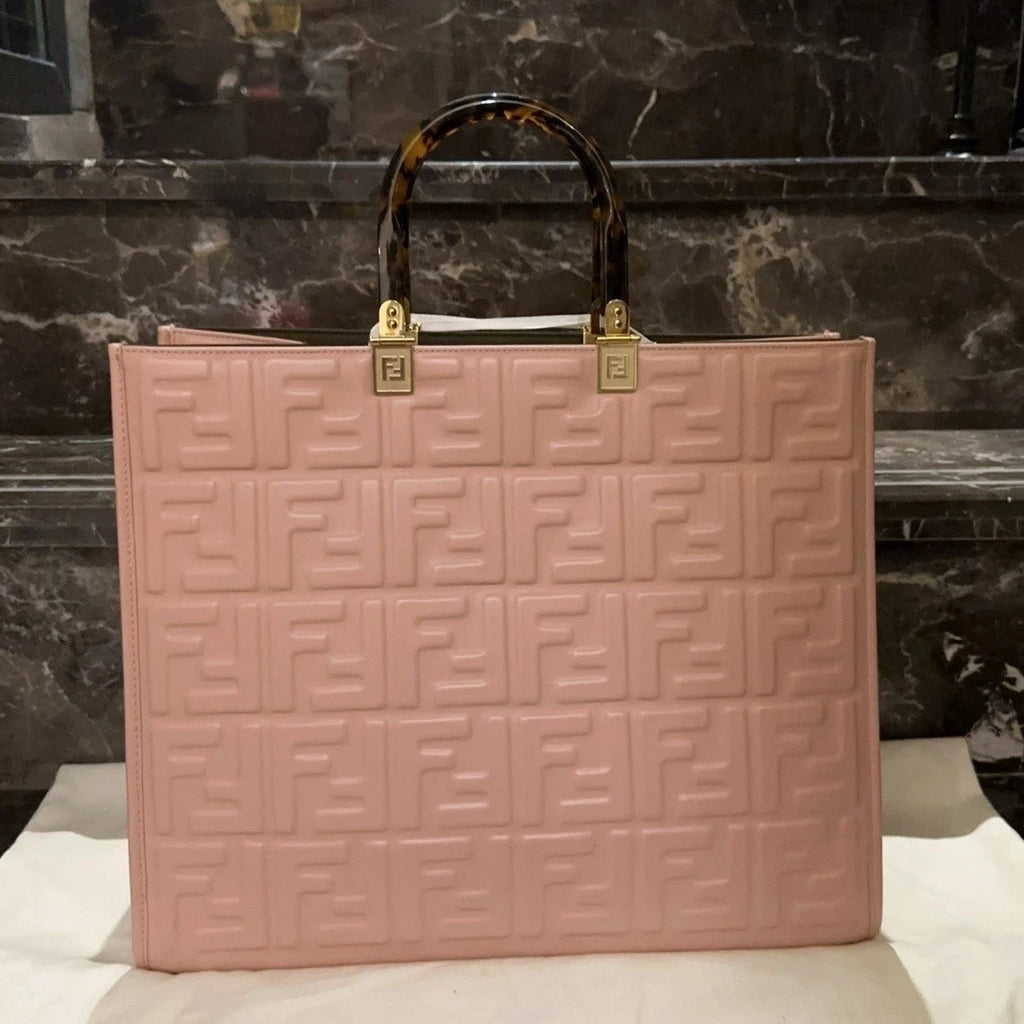 Fendi Sunshine Embossed Leather Tote Bag For Women