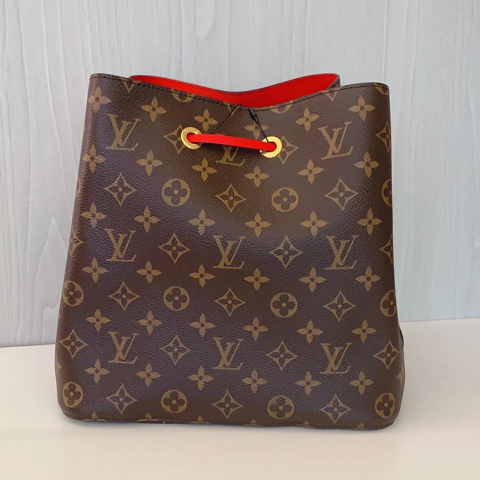Louis Vuitton Monogram Bucket Shoulder Crossbody Bag Brown Gold Women