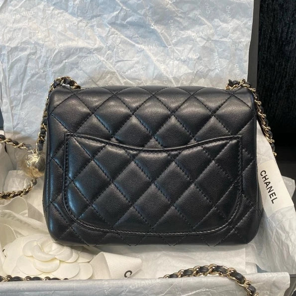 Chanel Classic Flap Lambskin Chain Shoulder Bag Crossbody Diamond Women D