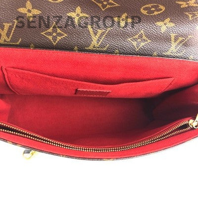 Louis Vuitton Pallas Chain Shoulder Crossbody Bag Red Brown Gold Clasp
