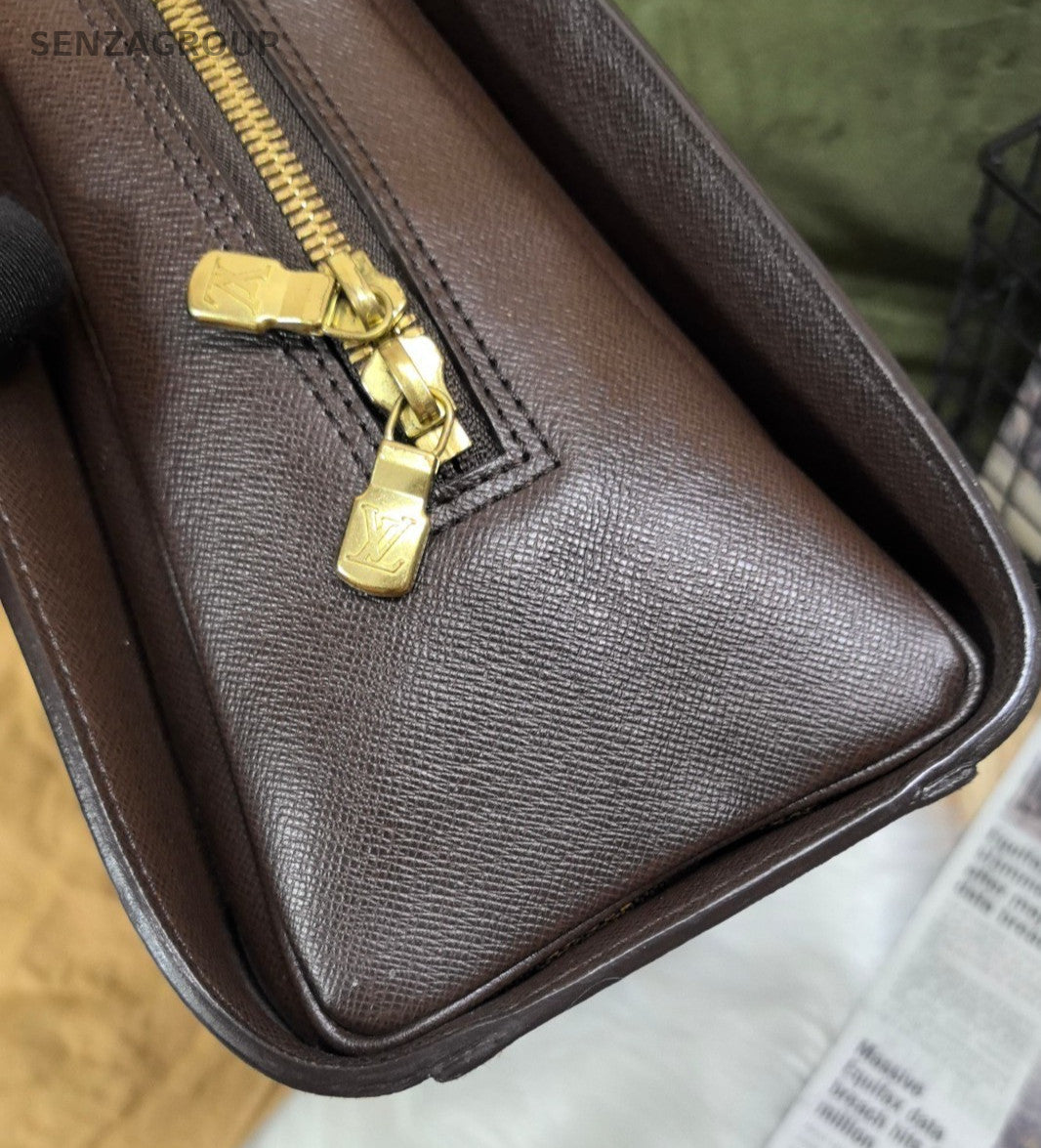 Louis Vuitton Damier Ebene Top Handle Shoulder Bag Brown