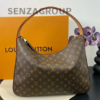 Louis Vuitton Monogram Slouchy Medium Tote Shoulder Bag Brown Classic Women