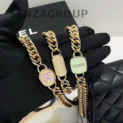 Chanel Black Gold Lambskin Charm Chain Shoulder Crossbody Bag