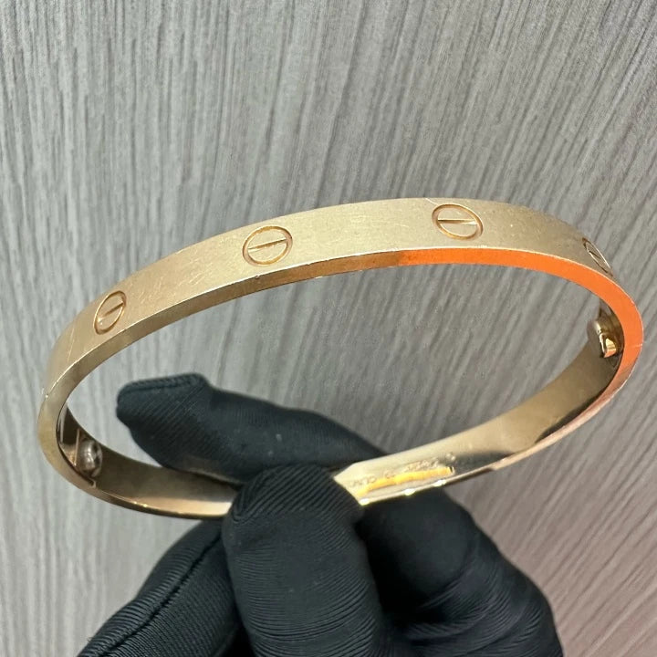 Cartier Love Classic Bracelet 18k Rose/Pink Gold Bangle Double Screw Size19