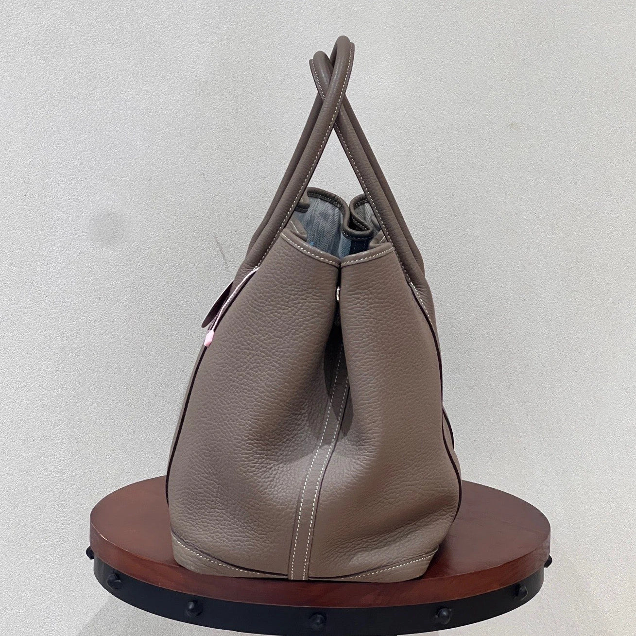Hermes Garden Party36 TC Leather Gray Tote Handbag Silver Hardware