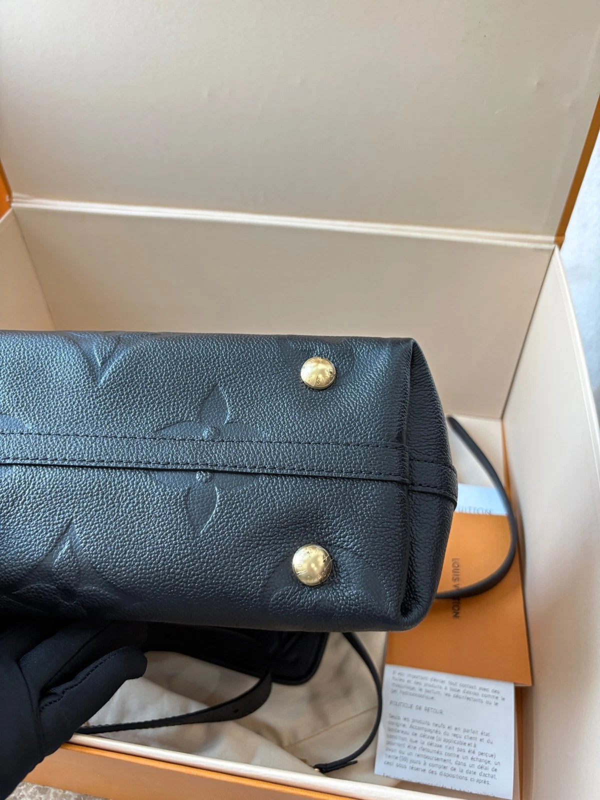Louis Vuitton Black Embossed Leather Small Carryall Tote For Women