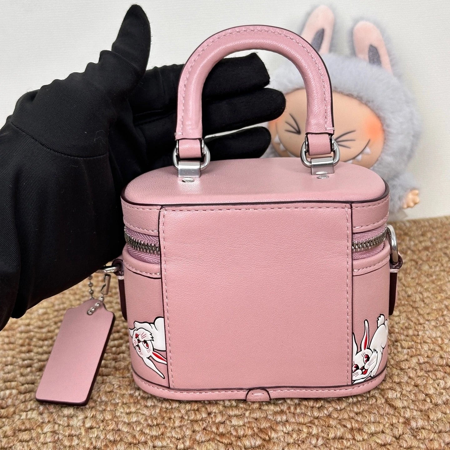 Coach Pink White Rabbit Swinger Mini Box Bag For Women