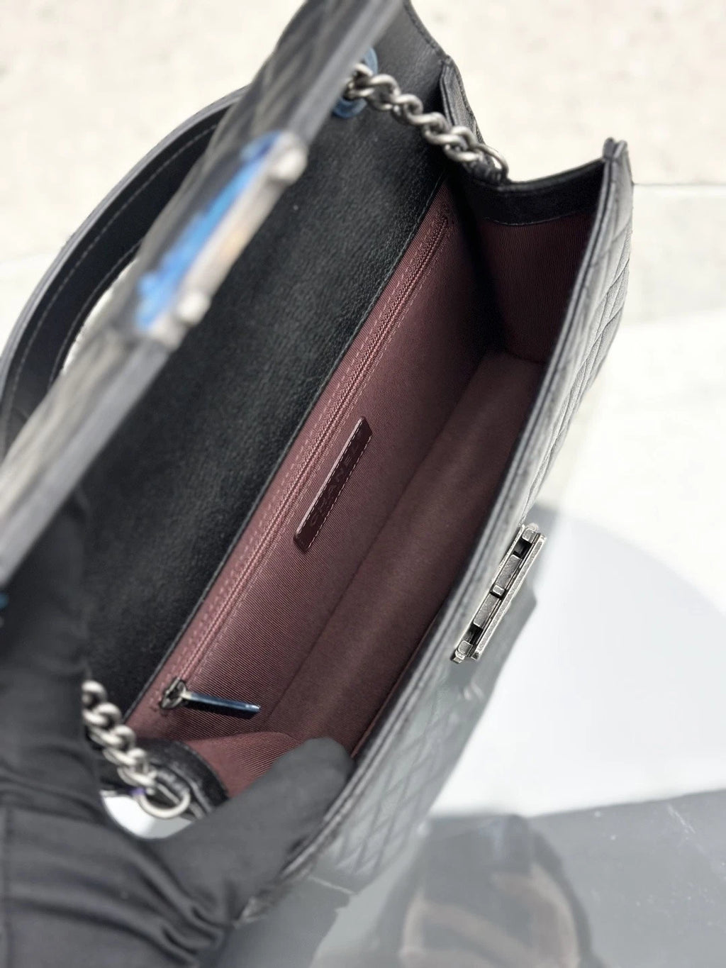 New Chanel Handle Box Bag Black Goatskin Top Handle Bag Silver Hardware