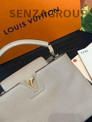 Louis Vuitton Capucines BB Grey Gold Hardware Handbag Women's Fashion