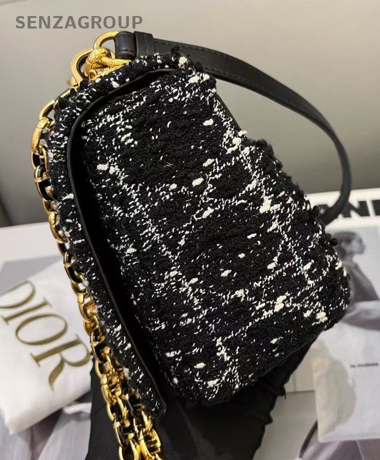 Christian Dior Caro Wicker check pattern Chain Shoulder bag Almost Brand NEW