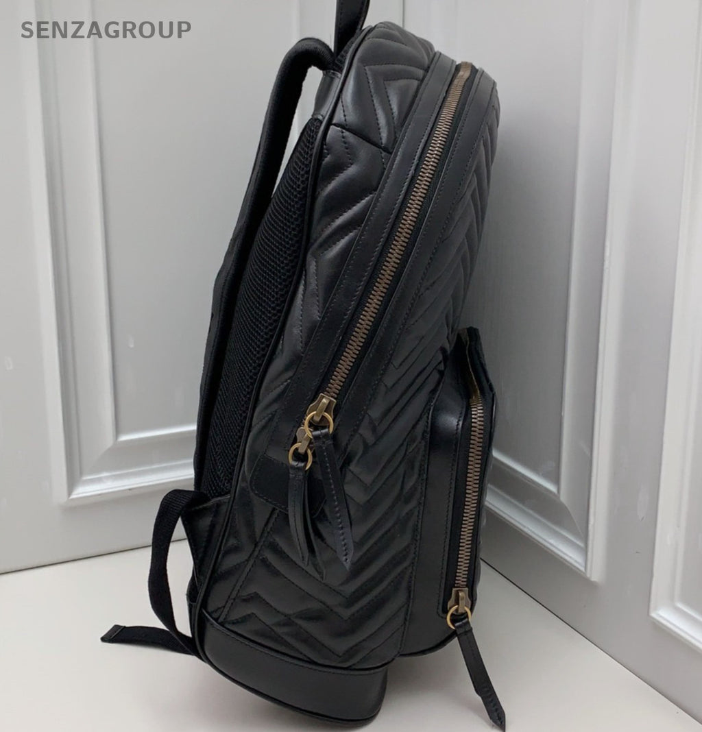 Gucci Backpack Calfskin Black Gold Unisex Adults Classic