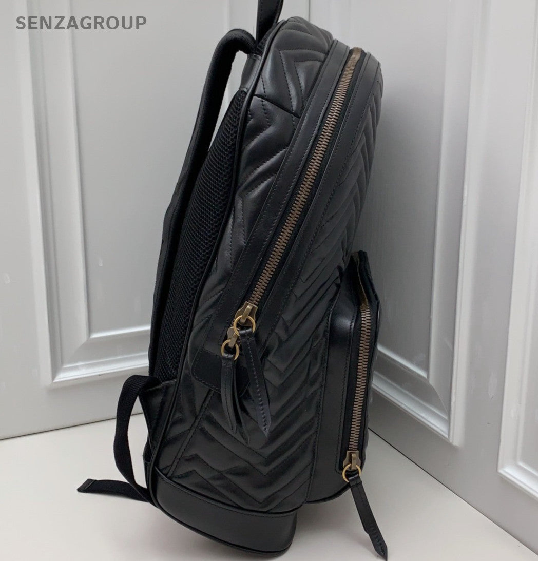 Gucci Backpack Calfskin Black Gold Unisex Adults Classic