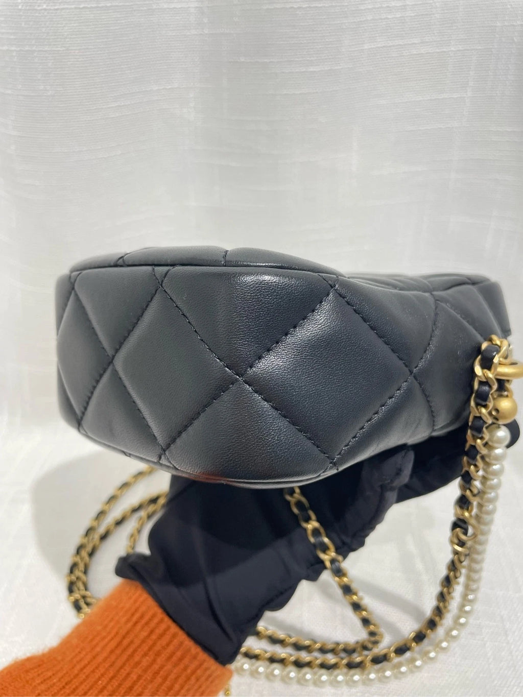 CHANEL Leather Mini Pearl Chain Camera Crossbody For Women