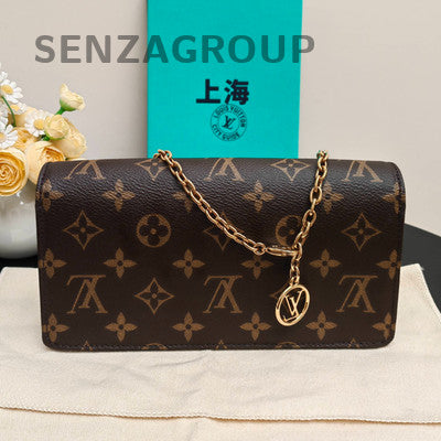 Louis Vuitton Monogram Lily Chain Shoulder Bag Brown Gold Hardware