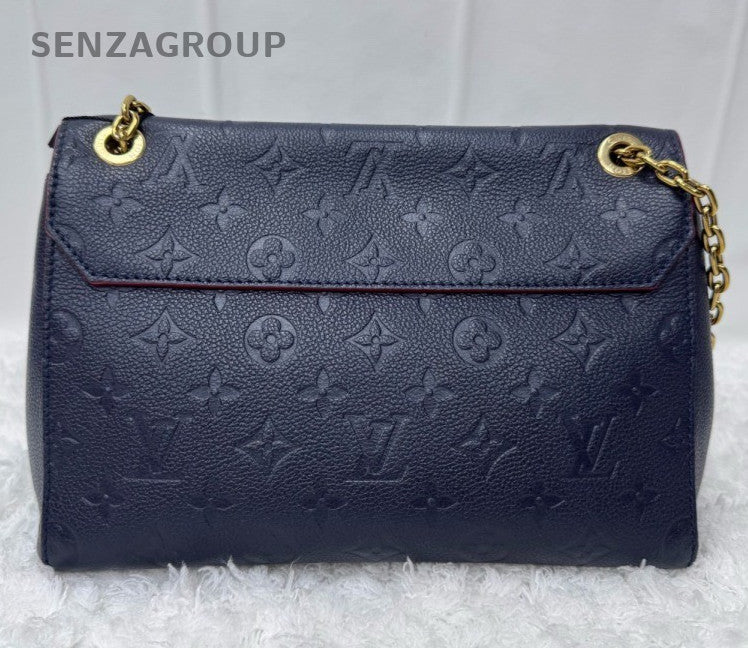 Louis Vuitton Vavin MM Monogram Chain Shoulder Bag Blue Gold Women Fashion