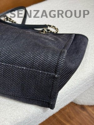 Chanel Black Gold Tote Chain Shoulder Bag Classic Women