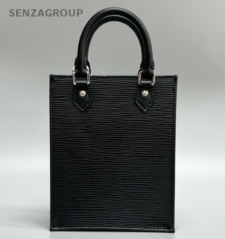 Louis Vuitton Epi Mini Top Handle Bag Crossbody Black Silver Women Classic