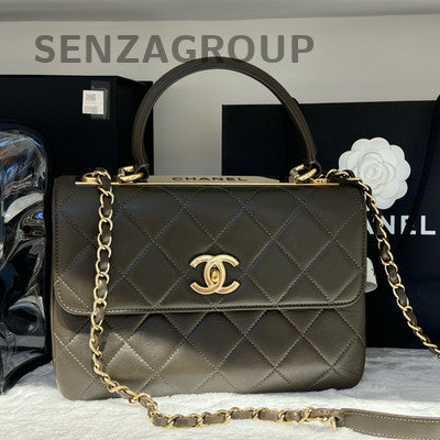Chanel Trendy CC Shoulder Bag Lambskin Olive Green Gold Hardware