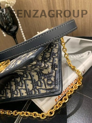 Dior Montaigne 30 Oblique Chain Shoulder Crossbody Bag Black Gold