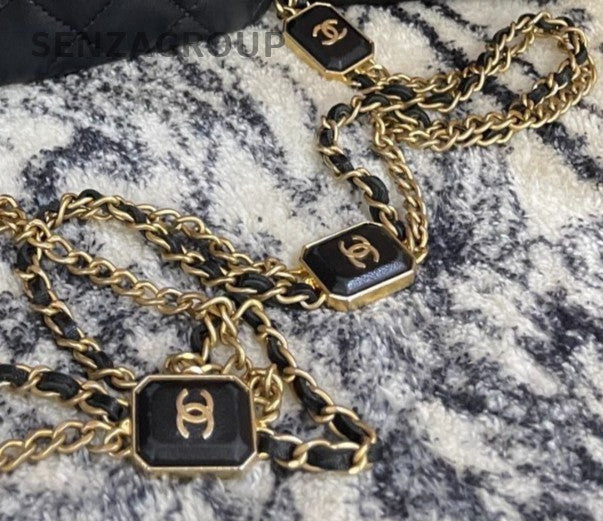 Chanel Vanity Box Chain Crossbody Black Gold Diamond Women Classic Fashion