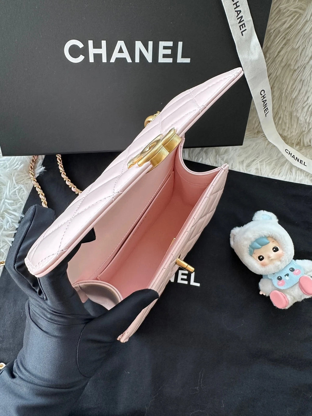 Chanel CF Mini Double Gold Ball Pink Calfskin Shoulder Handbag For Women