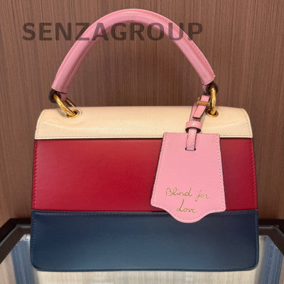 Gucci Margaret Leather Pearl Bee Shoulder Crossbody Bag Red Pink Blue