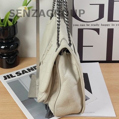 Saint Laurent Niki Chain Shoulder Crossbody Bag Silver White Classic Women