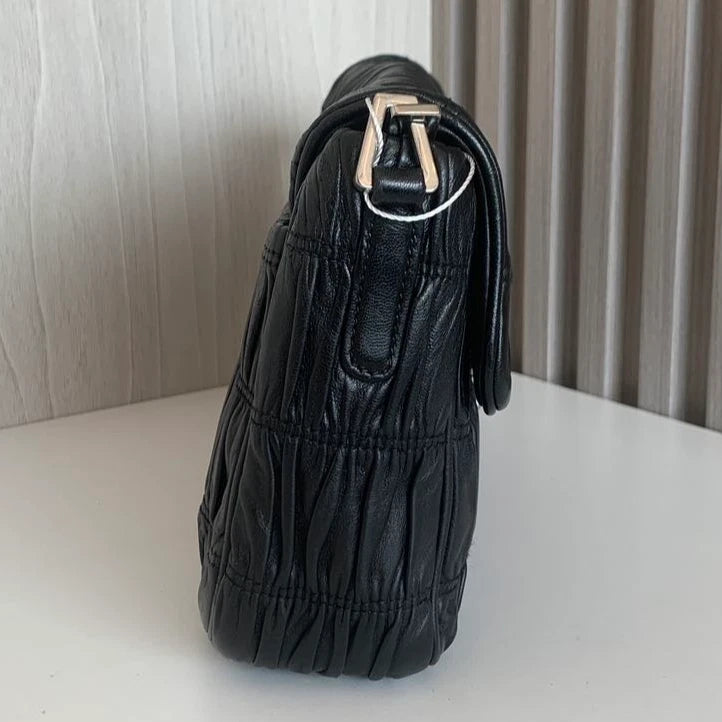 Prada Chain 2Ways Shoulder Crossbody Bag Black Silver Hardware Women Classic