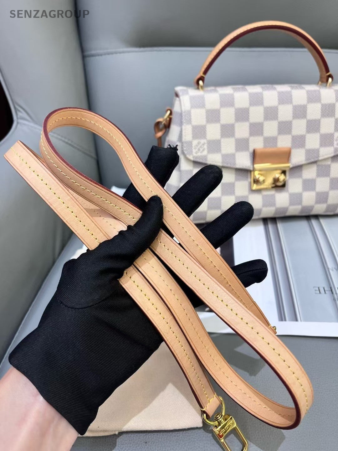 Louis Vuitton Croisstte Damier Ebene Top Handle 2way Shoulder Handbag Women