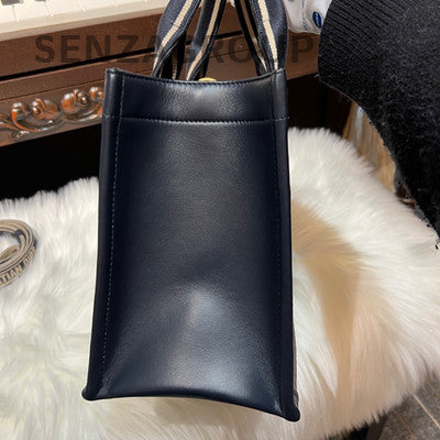 Dior Book Tote Small Blue Oblique Monogram Shoulder Bag Gold Hardware