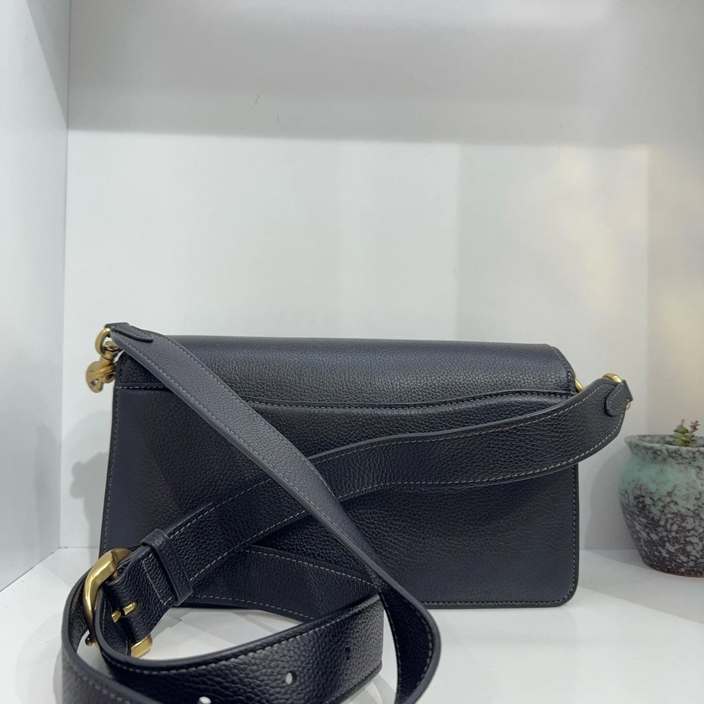 Coach Tabby 26 Pebble Leather Shoulder Handbag Crossbody Bag For Women Black
