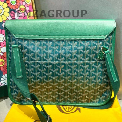 Goyard Coursier Messenger Bag Green Silver Buckle Women's Classic Shoulder Bag