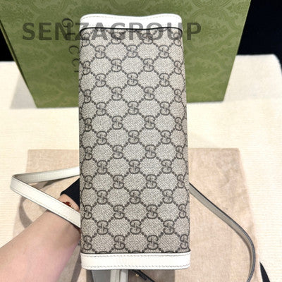 Gucci Padlock Small White GG Monogram Shoulder Bag Gold Hardware
