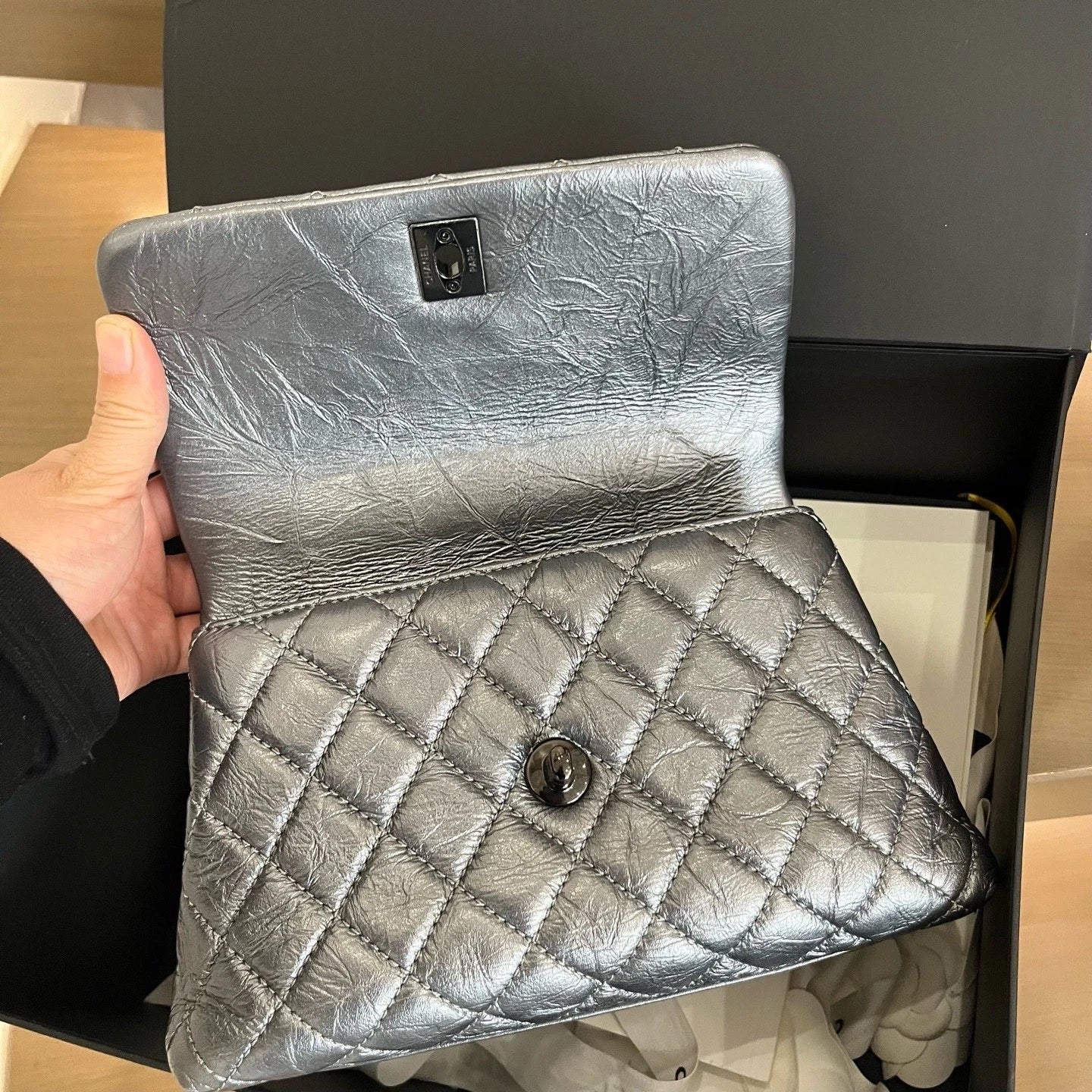 Chanel Coco Handle PM Top Handle Bag Shoulder Bag Crossbody Silver Excellent