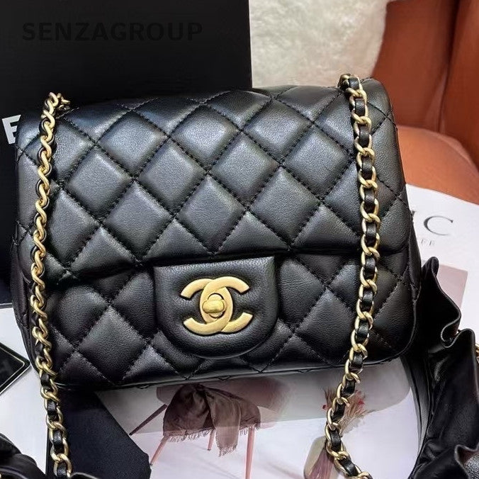 Chanel Black Gold Chain Shoulder Crossbody Bag Quilted Classic Women