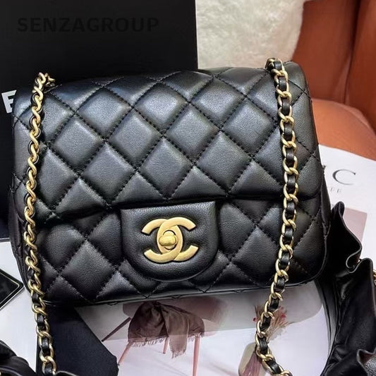 Chanel Black Gold Chain Shoulder Crossbody Bag Quilted Classic Women