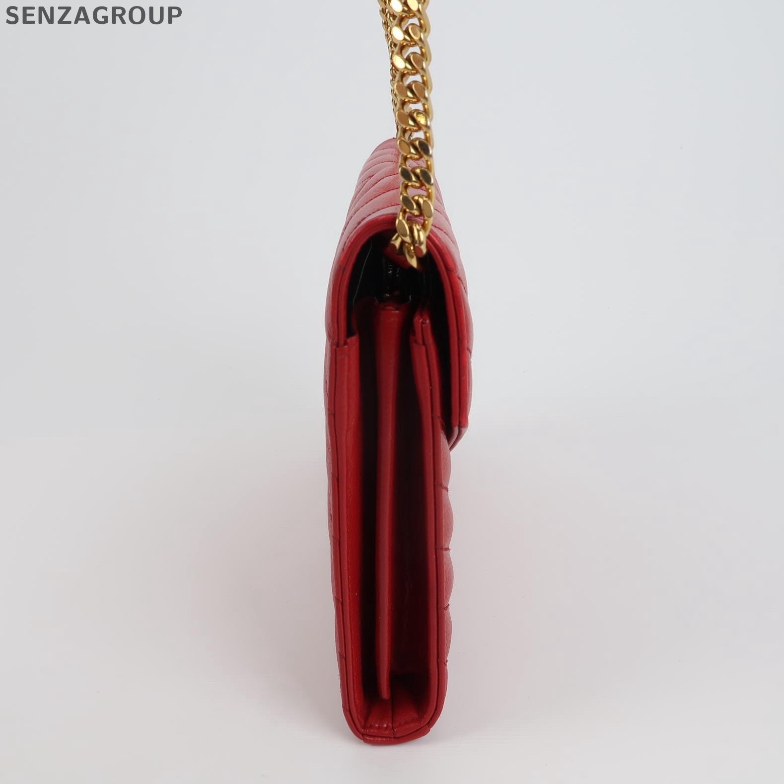 Saint Laurent Envelope Chain Shoulder Crossbody Bag Red Gold Classic Women