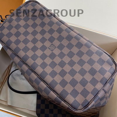 Louis Vuitton Damier Neverfull MM Tote Bag Brown Red Women Shoulder Bag