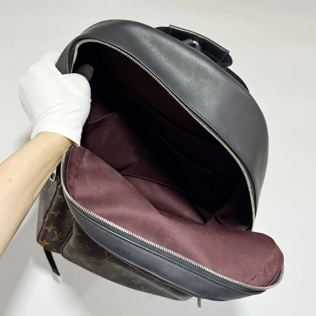 Authentic Louis Vuitton Josh Backpack Monogram Canvas Brown Silver Hardware
